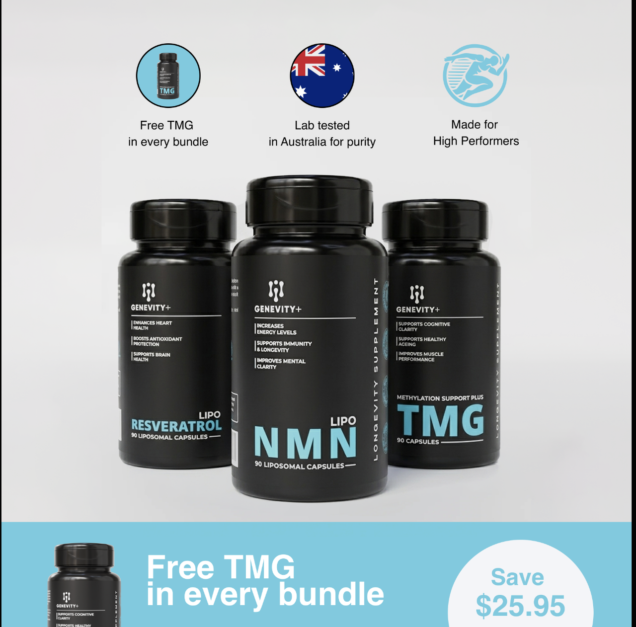 Elite Performance Stack: NMN, TMG & Resveratrol